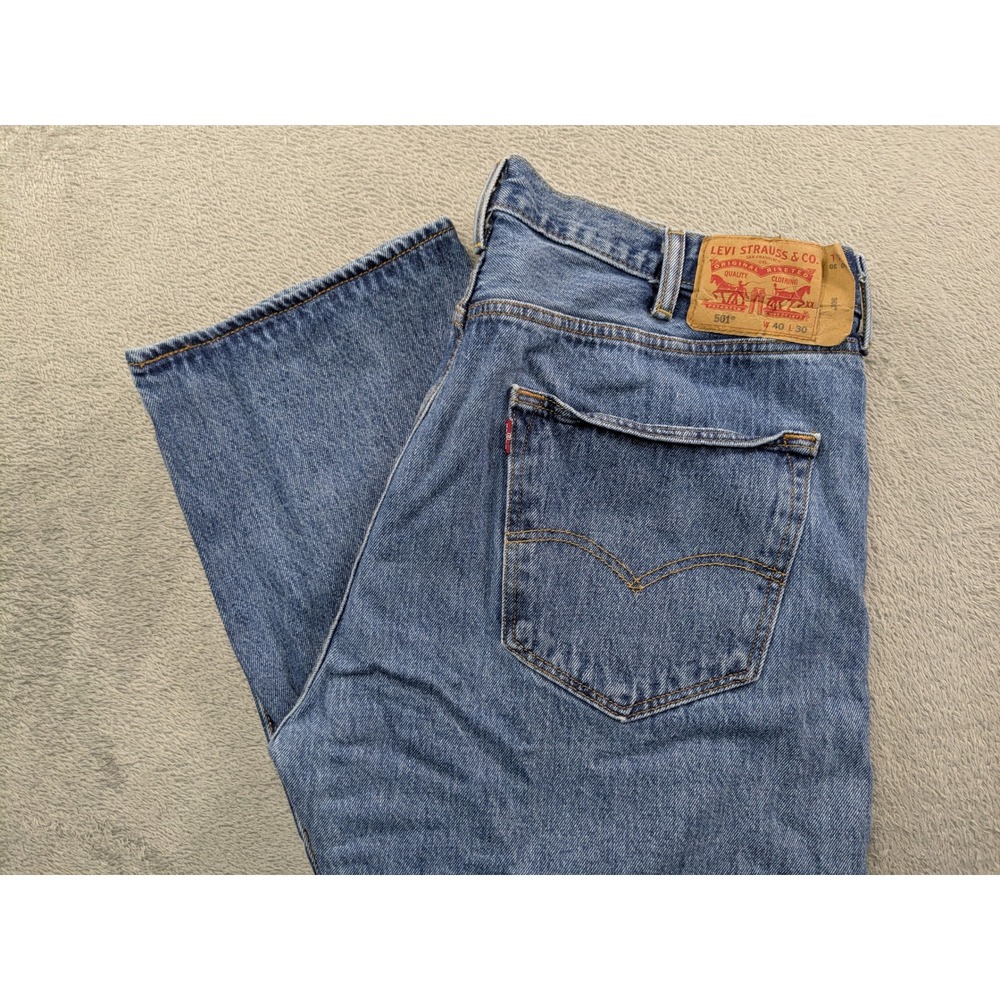 Levis 501 Original Fit Mens Jeans Blue Denim Straight Leg Button Fly 40x30